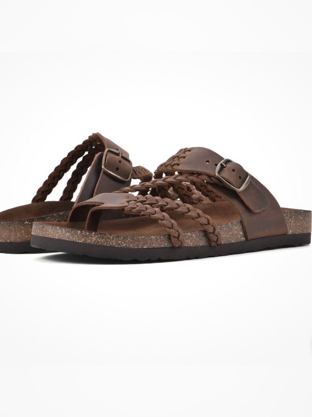 WHITE MOUNTAIN Women's Hayleigh Footbed Sandal, Brown/Leather, 9 M worn once